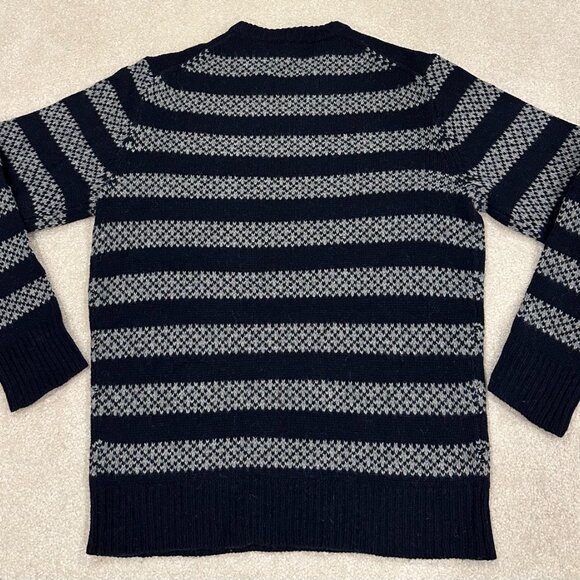 J Crew Lambswool Striped Sweater Chunky Mens Deep Navy Wallace Barnes M NWOT - Picture 3 of 6